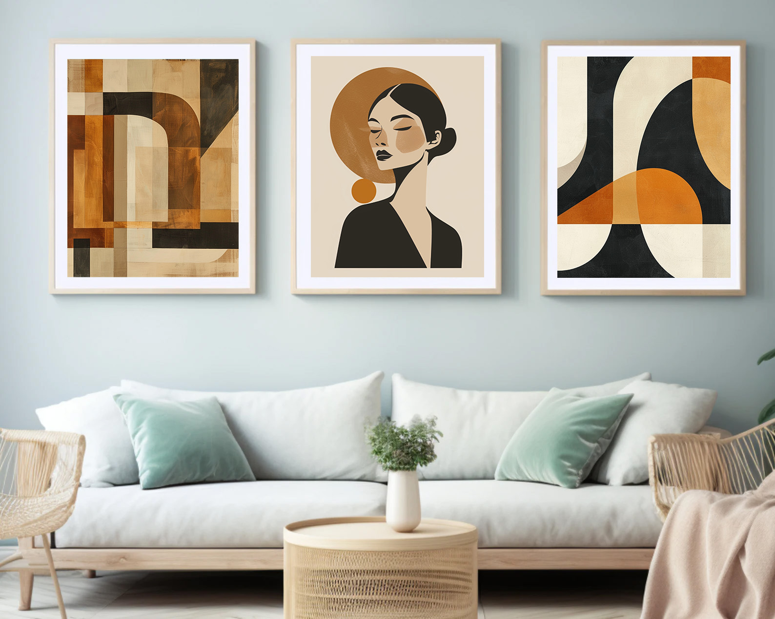 Neutral Abstract Wall Art Set of 3 – Modern Printable Home Decor
