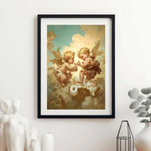 Funny Renaissance Cherub Wall Art – Toilet Paper Humor Print (Digital Download)