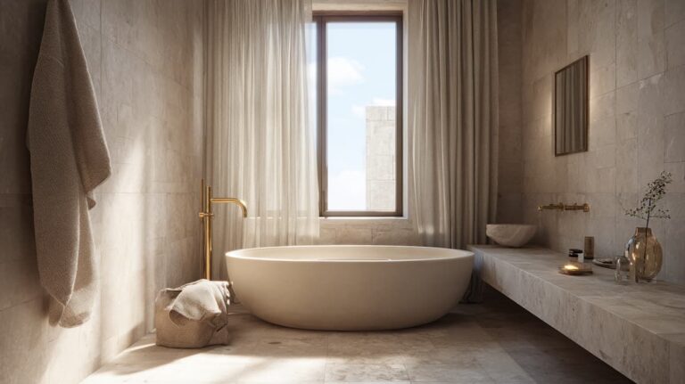 Soft Minimalist Bathrooms with Organic Texture