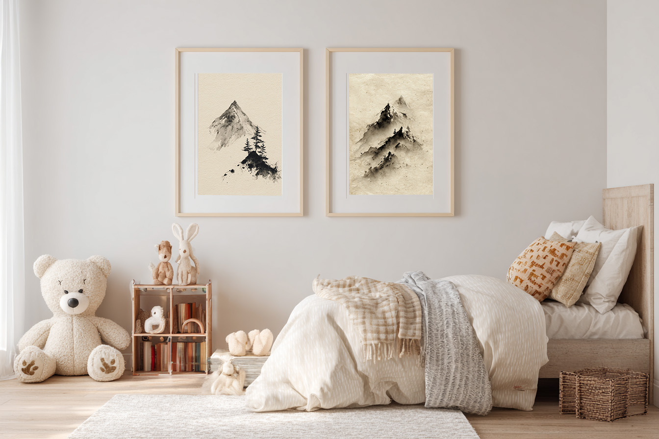 Japandi Mountain Wall Art Set