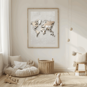 Neutral World Map Wall Art