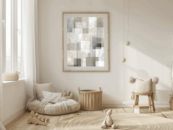 Neutral Geometric Abstract Wall Art