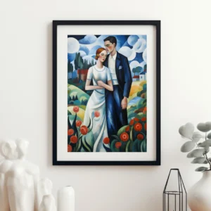 Romantic Digital Wall Art - Romantic Couple in a Balkan Inspired Landscape - Set of 3 Prints