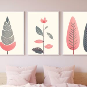 Boho Printable Art - Flower, Feather & Tree - Boho Poster Set for Bedroom Wall Decor