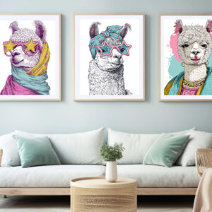 Fashion Alpaca Pop Art Wall Art Set (3 Prints, Digital Download)