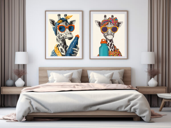 Giraffe Holding Reusable Water Bottle Mockup 2