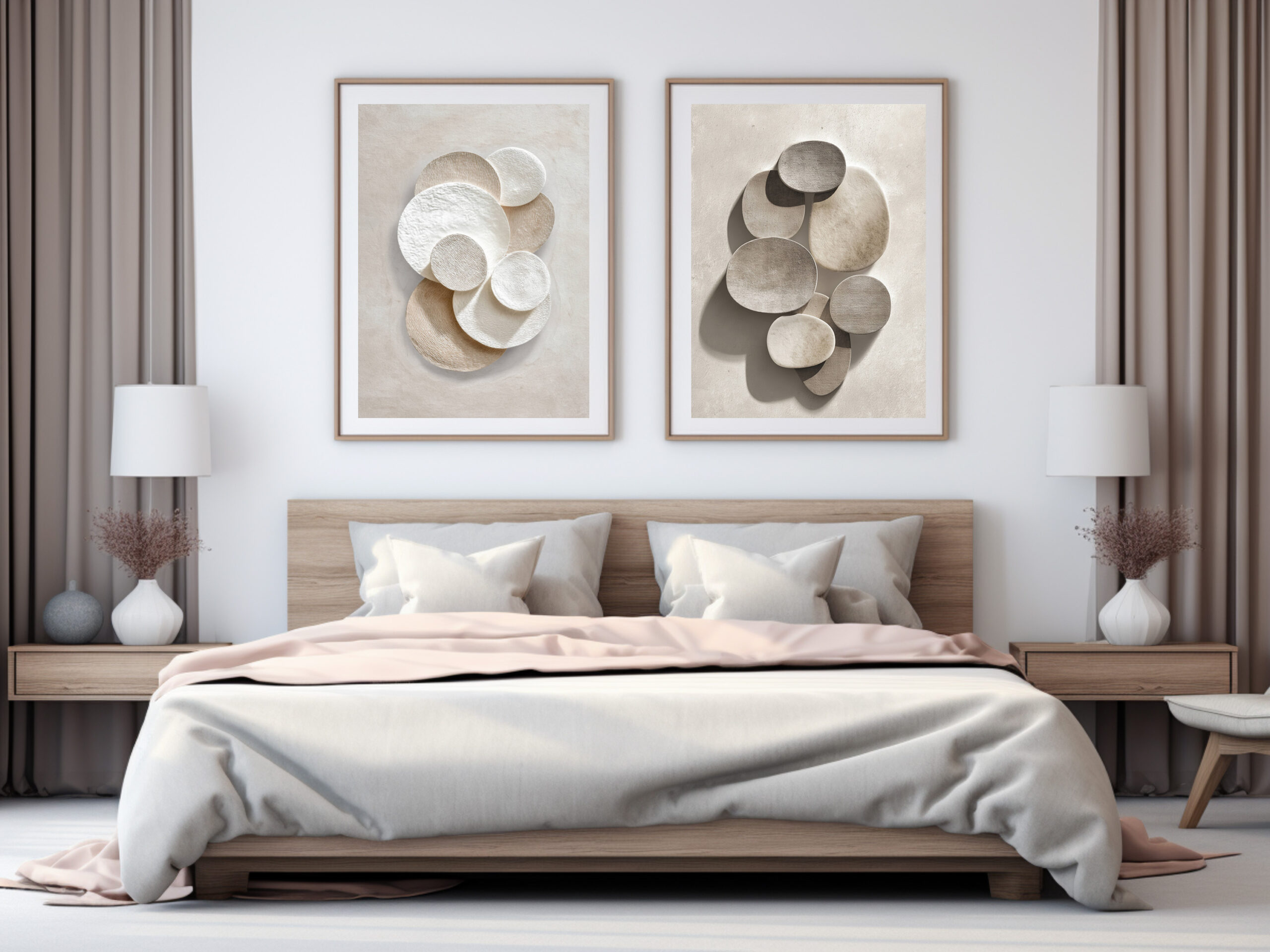 Organic Abstract Neutral Wall Art Set of 2