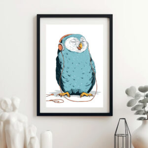 Owl Wearing Headphones Mockup