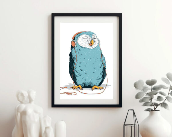 Owl Wearing Headphones Mockup
