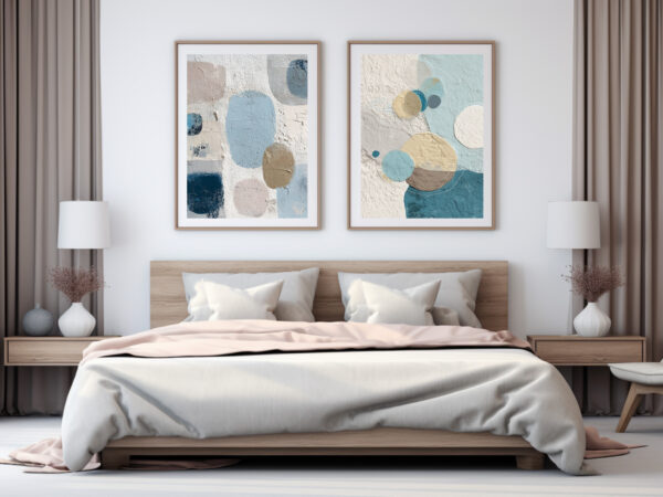 Sky Blue Soft Bathroom Wall Art Set – Textured Abstract Prints (Digital Download)