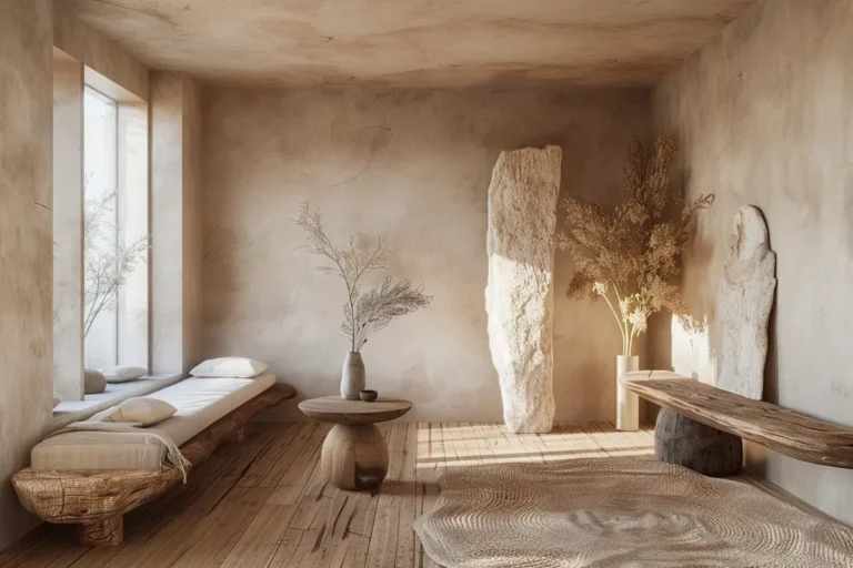 Crafted minimalist interior focused on material texture