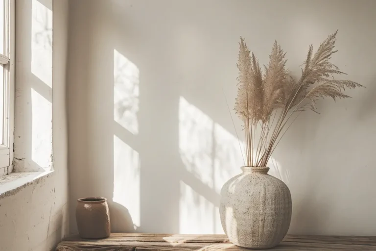 Crafted minimalist interior with handmade items