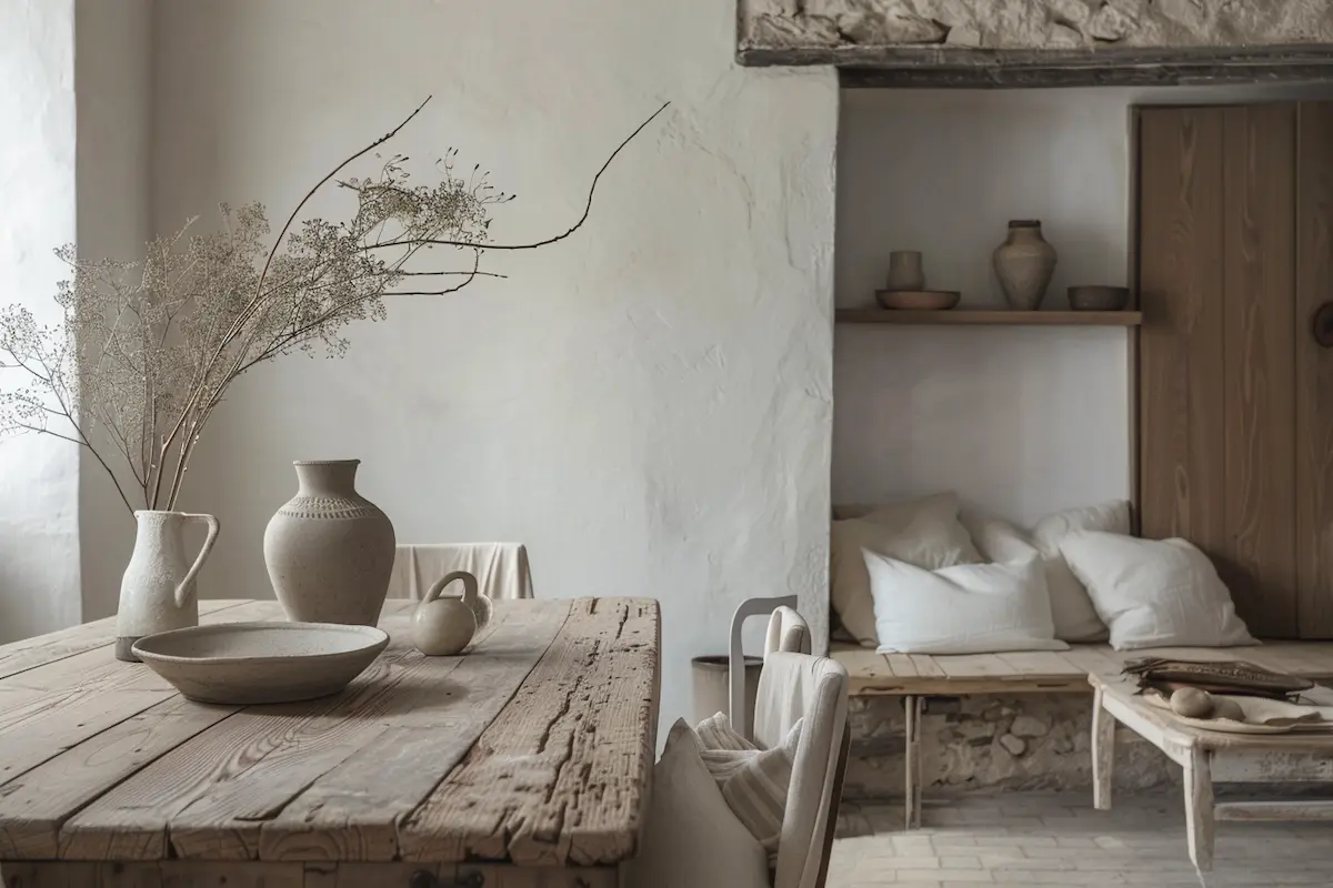 Crafted minimalist interior vintage elements