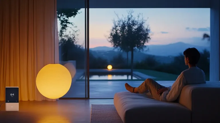 Sitting in quiet modern living room