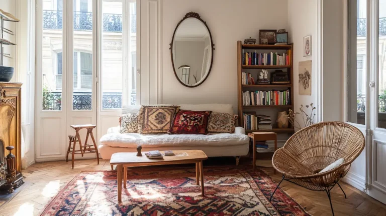 beautifully arranged Parisian apartment living space